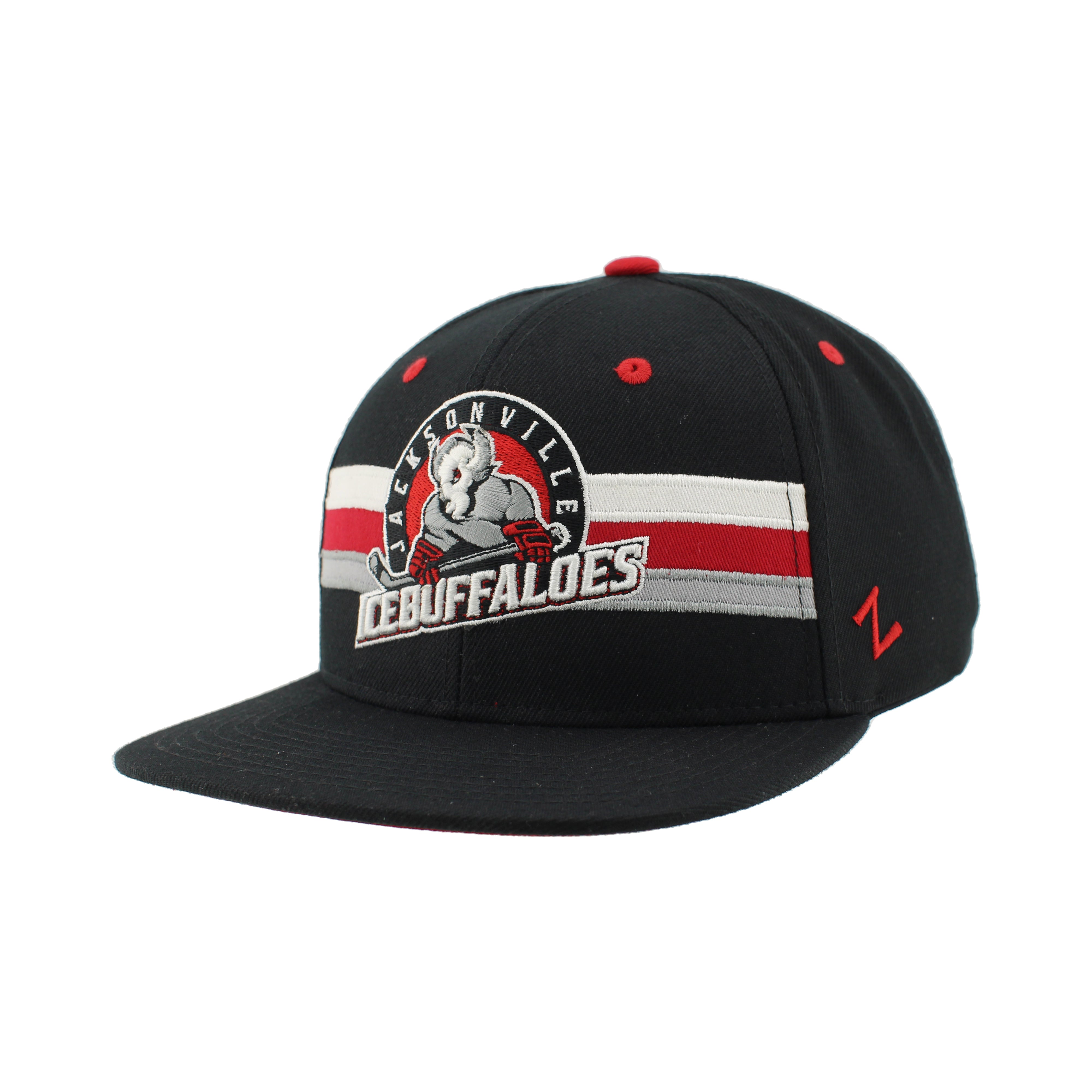 Jacksonville Icemen Ice Buffaloes Black Striped Flat Brim Hat