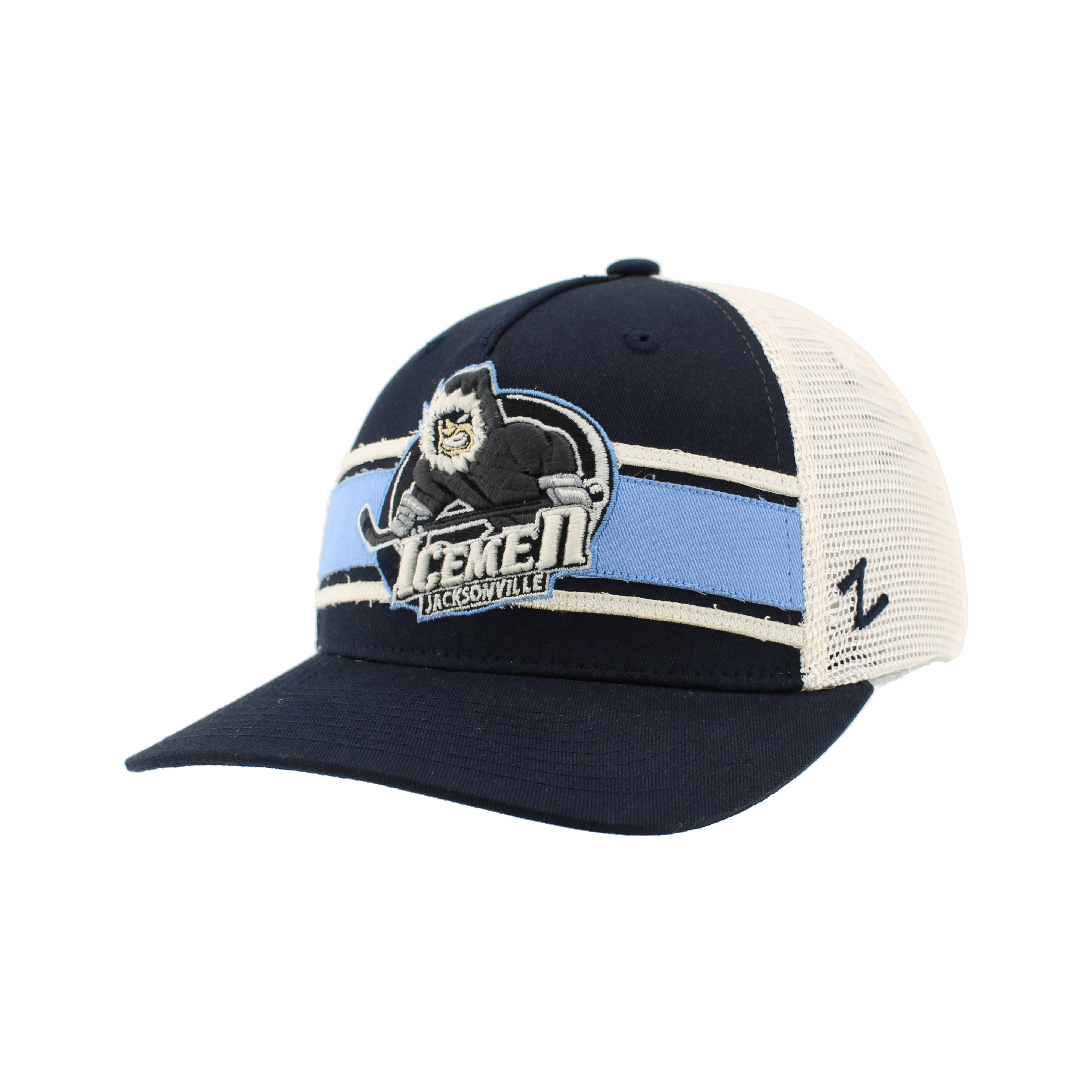 Jacksonville Icemen Champ Dark Navy/Stone Striped Mesh Adjustable Hat