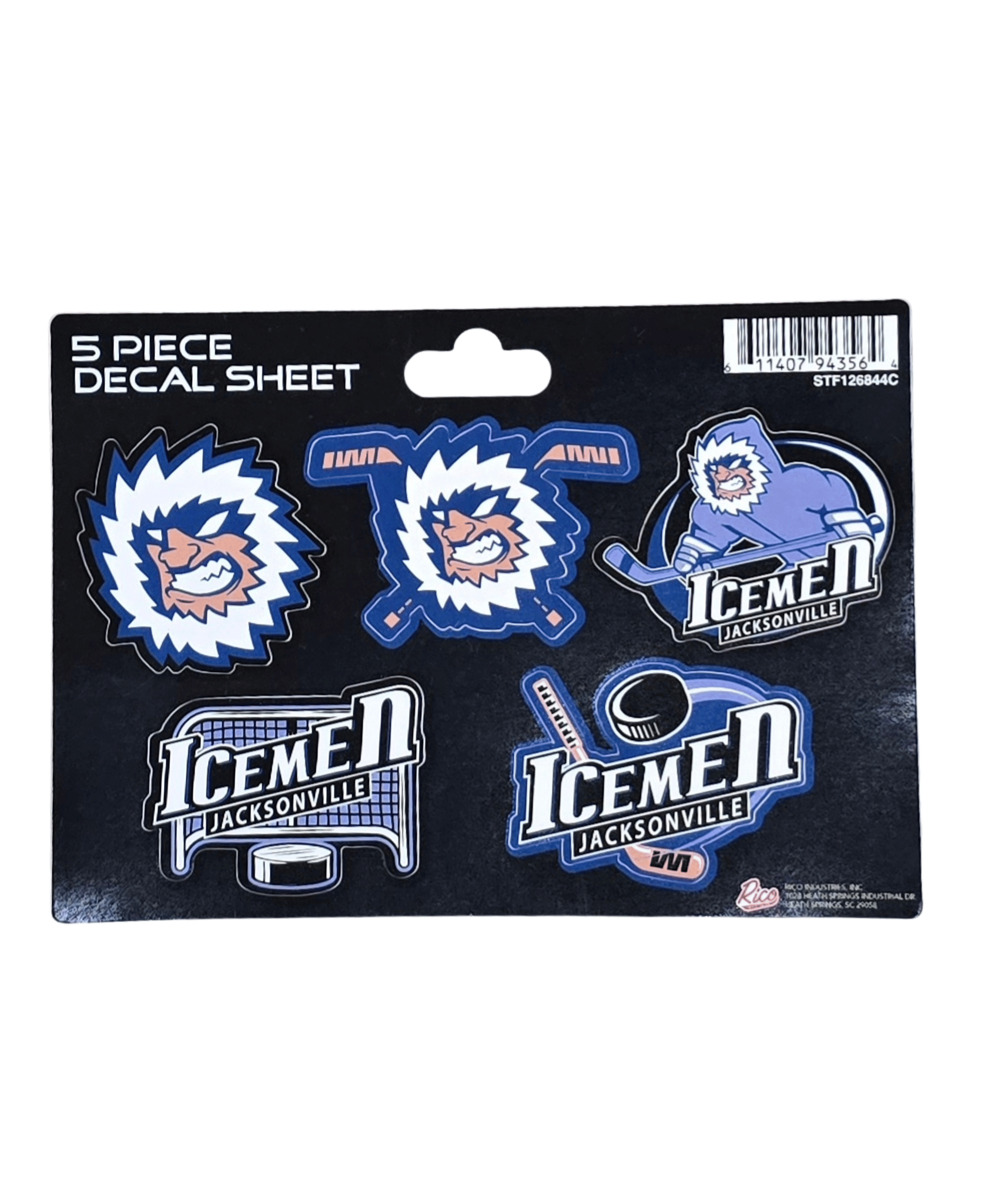 Jacksonville Icemen 5-PC Sticker Sheet
