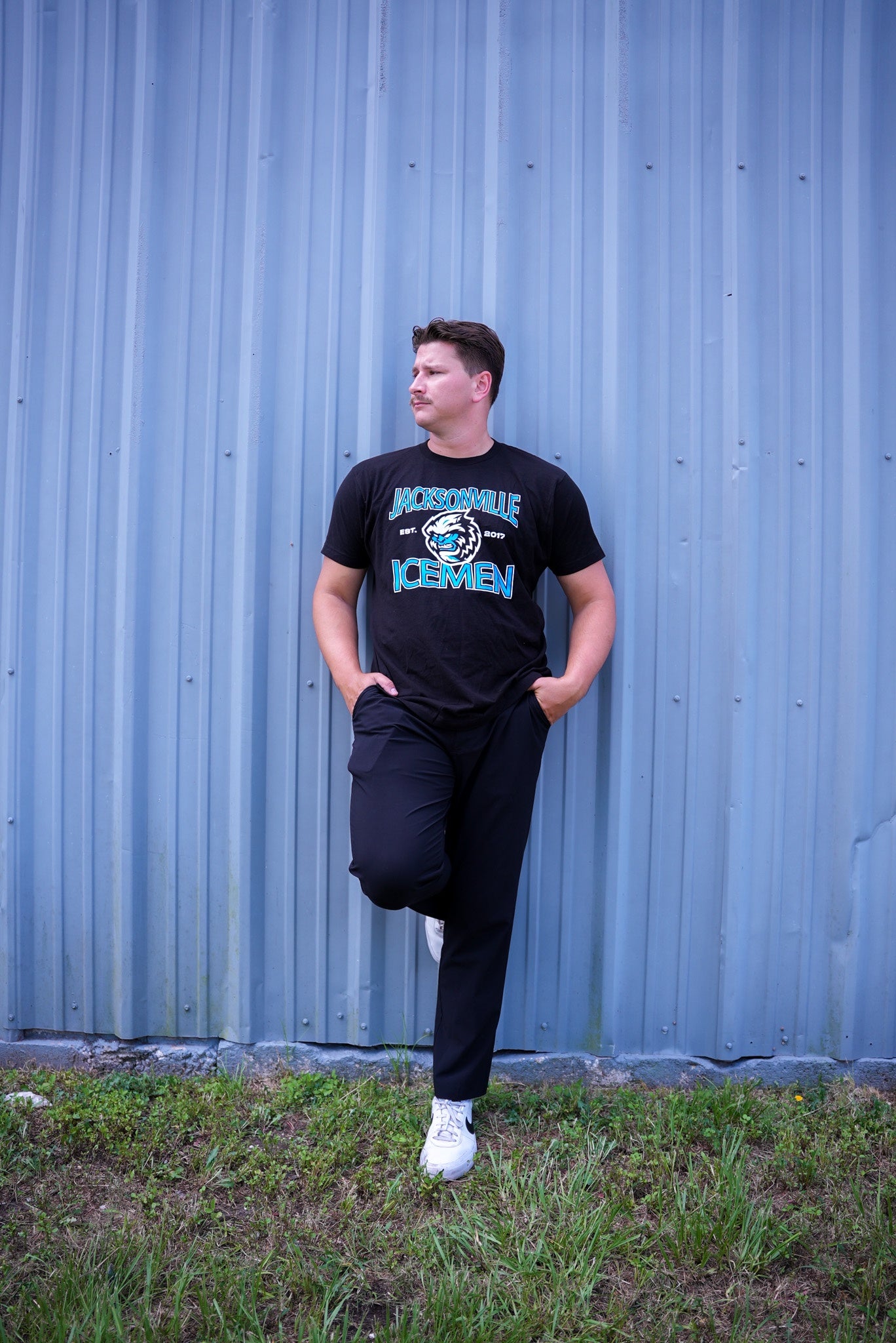 Jacksonville Icemen Black Est Head Logo Jersey T-Shirt