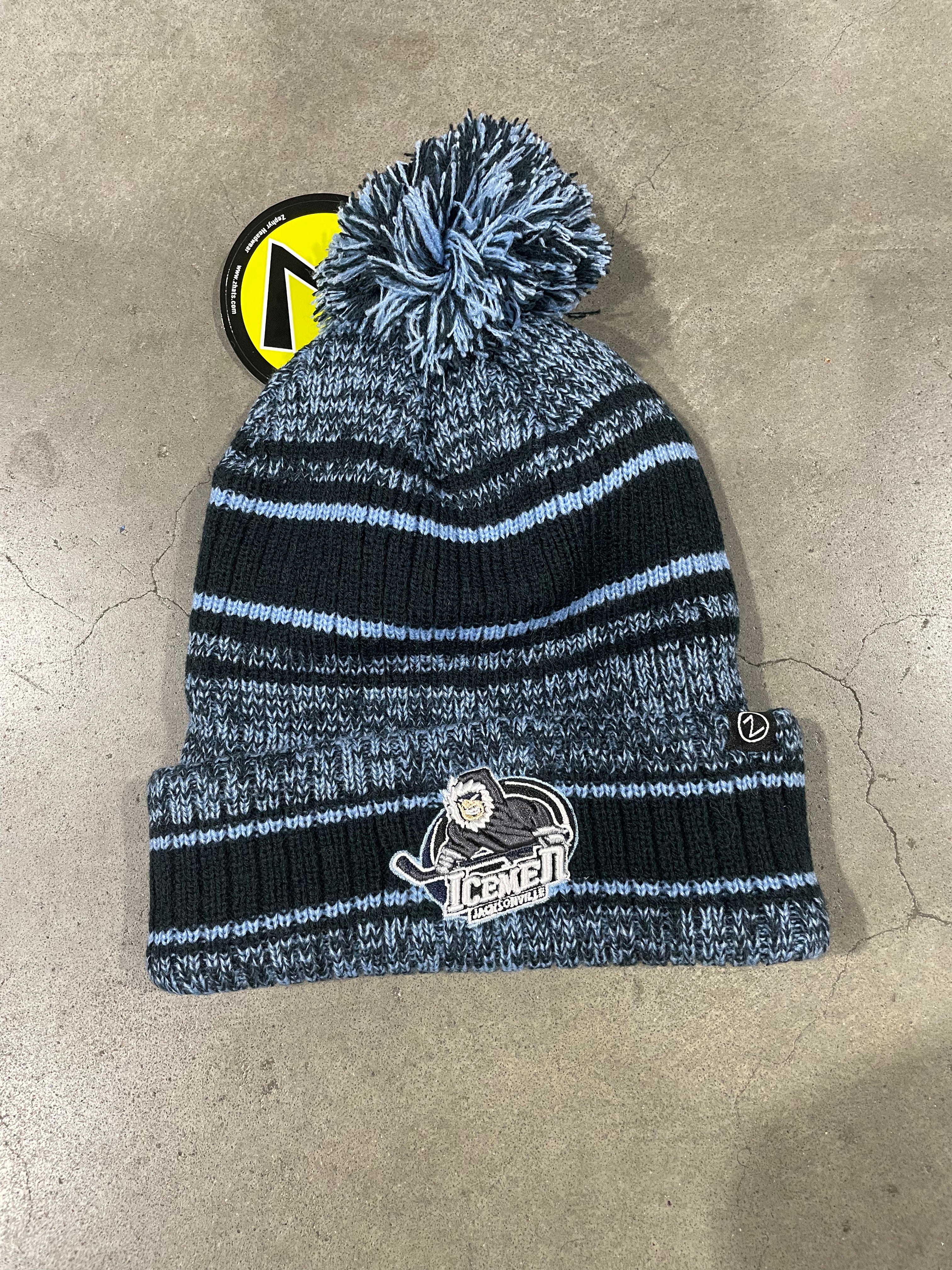 Jacksonville Icemen Venture Light Blue/Dark Navy Official 3D Beanie