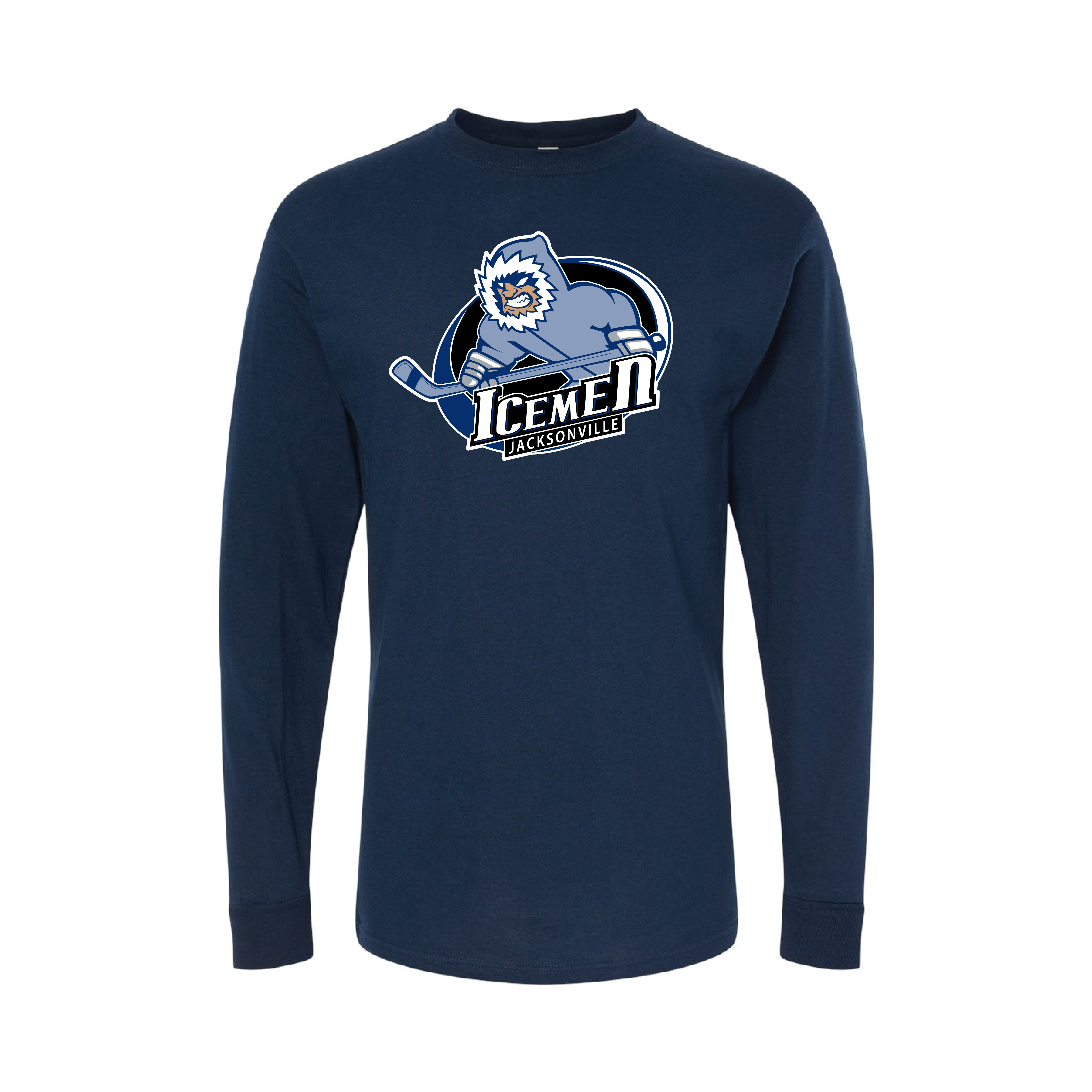 Jacksonville Icemen Navy Double Logo Long Sleeve T-Shirt
