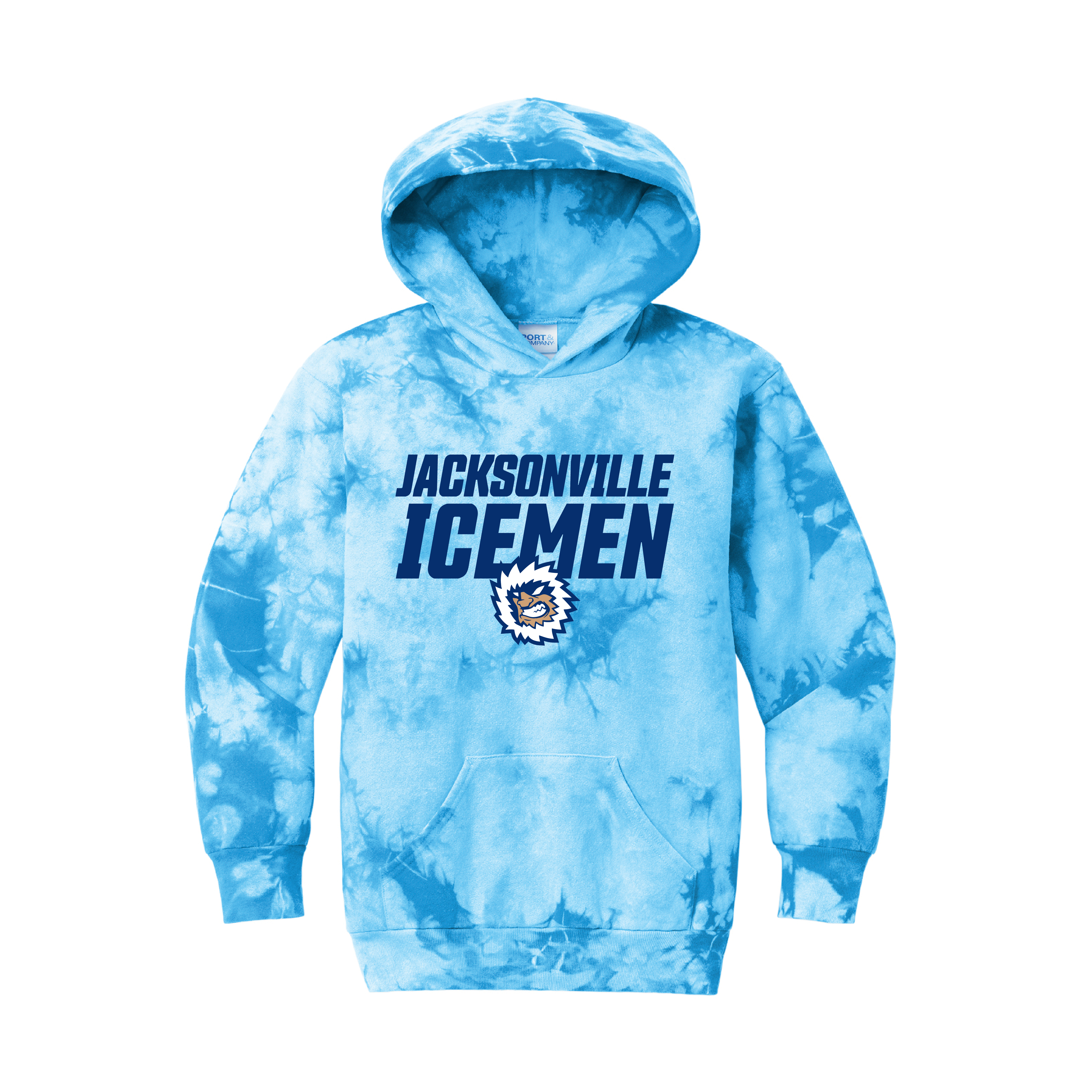 Jacksonville Icemen Youth Sky Blue Crystal Tie-Dye Pullover Hoodie