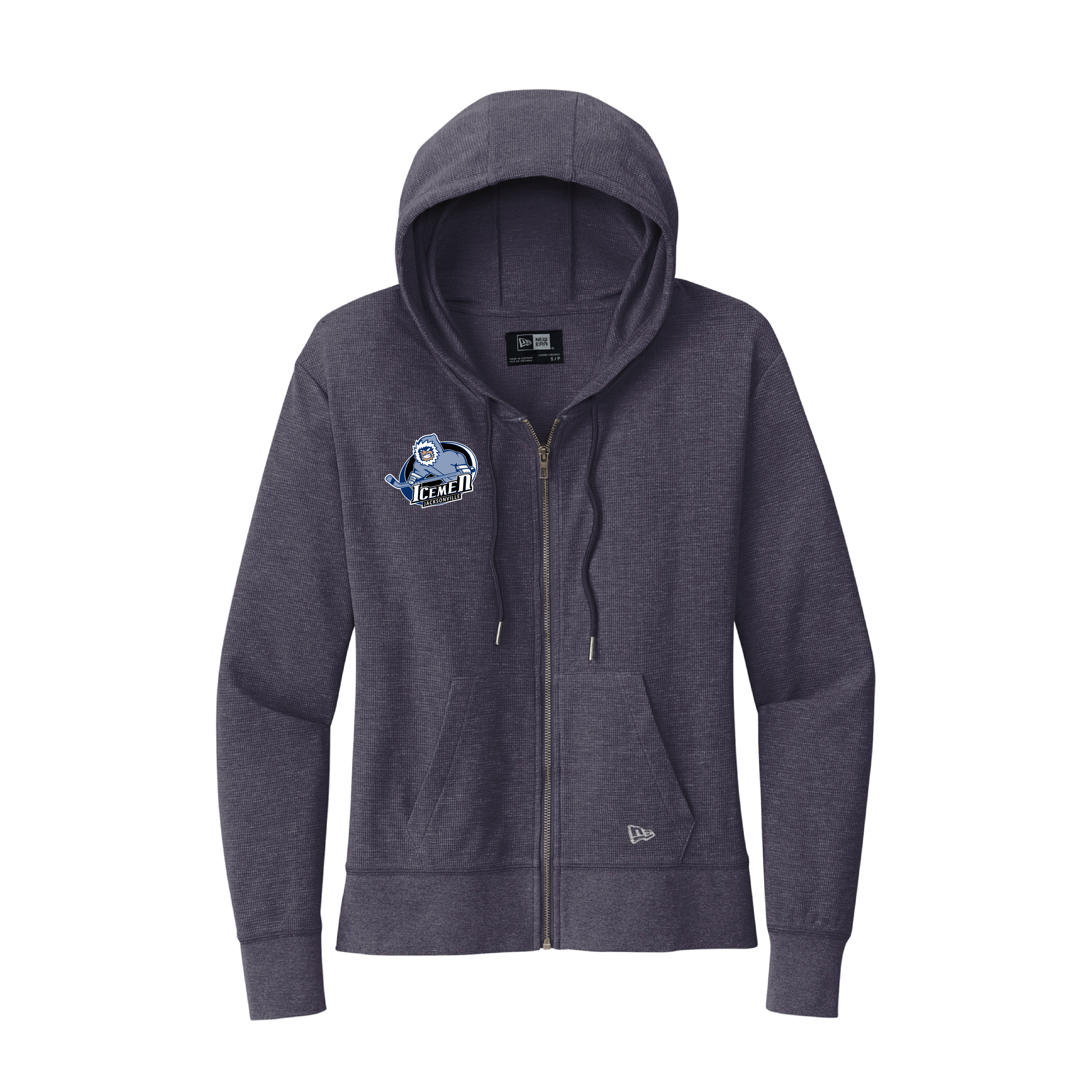 Jacksonville Icemen Women's Black/Heather New Era Thermal Full-Zip Hoodie