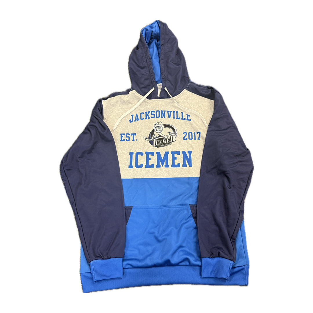 Jacksonville Icemen Athletic Knit Grey Striped Sublimated Hoodie