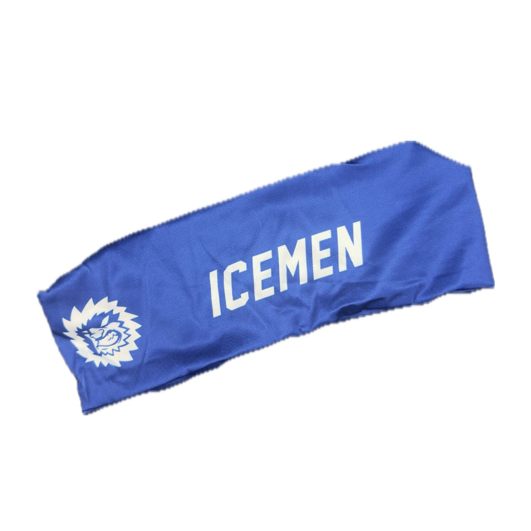 Icemen Logo Wordmark Blue Athletic Headband