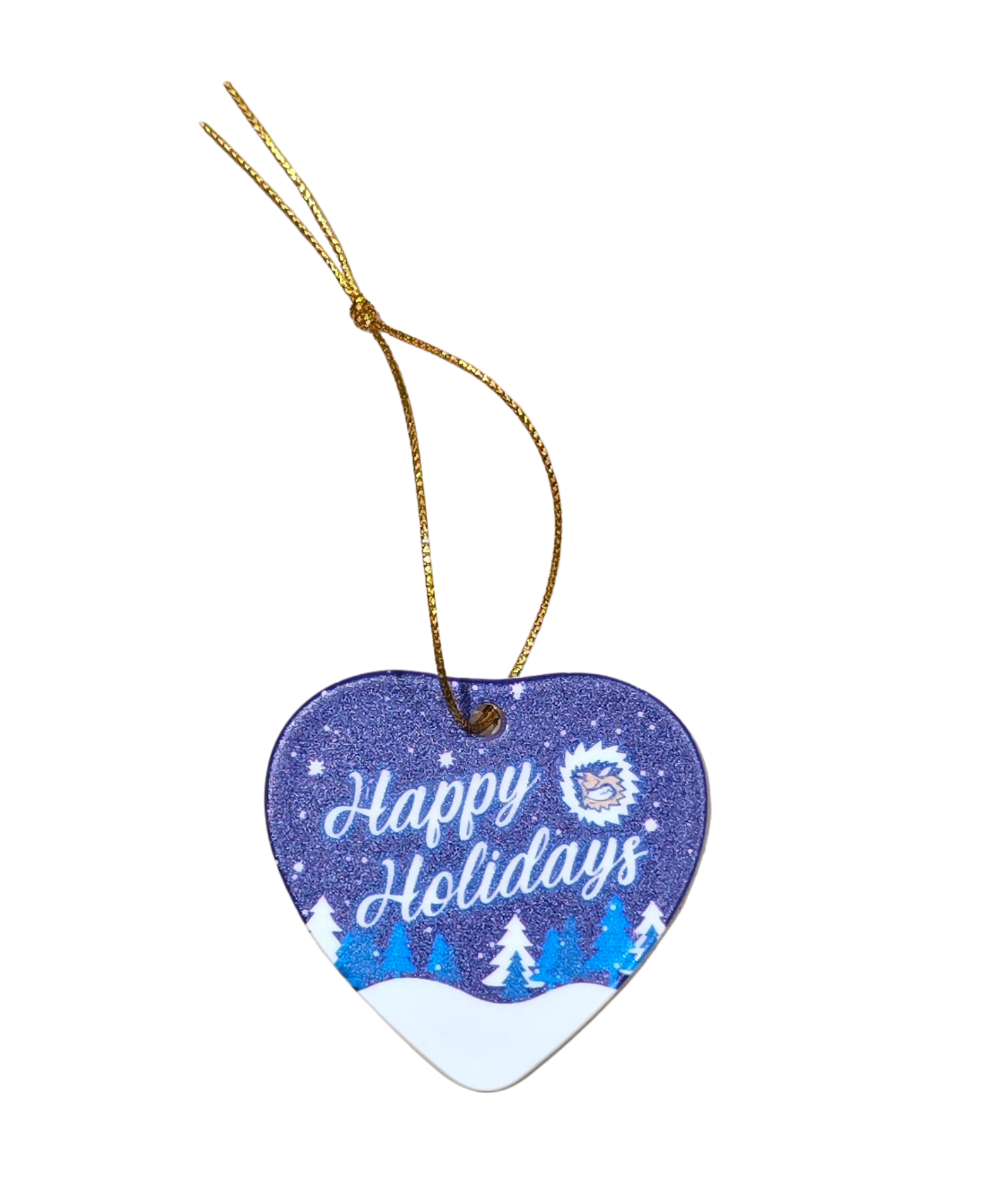 Icemen Heart-Shaped Happy Holidays Ornament