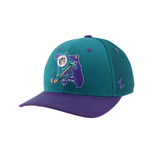 Jacksonville Icemen Dakota '24 Retro Logo Teal/Purple Mesh Back Hat