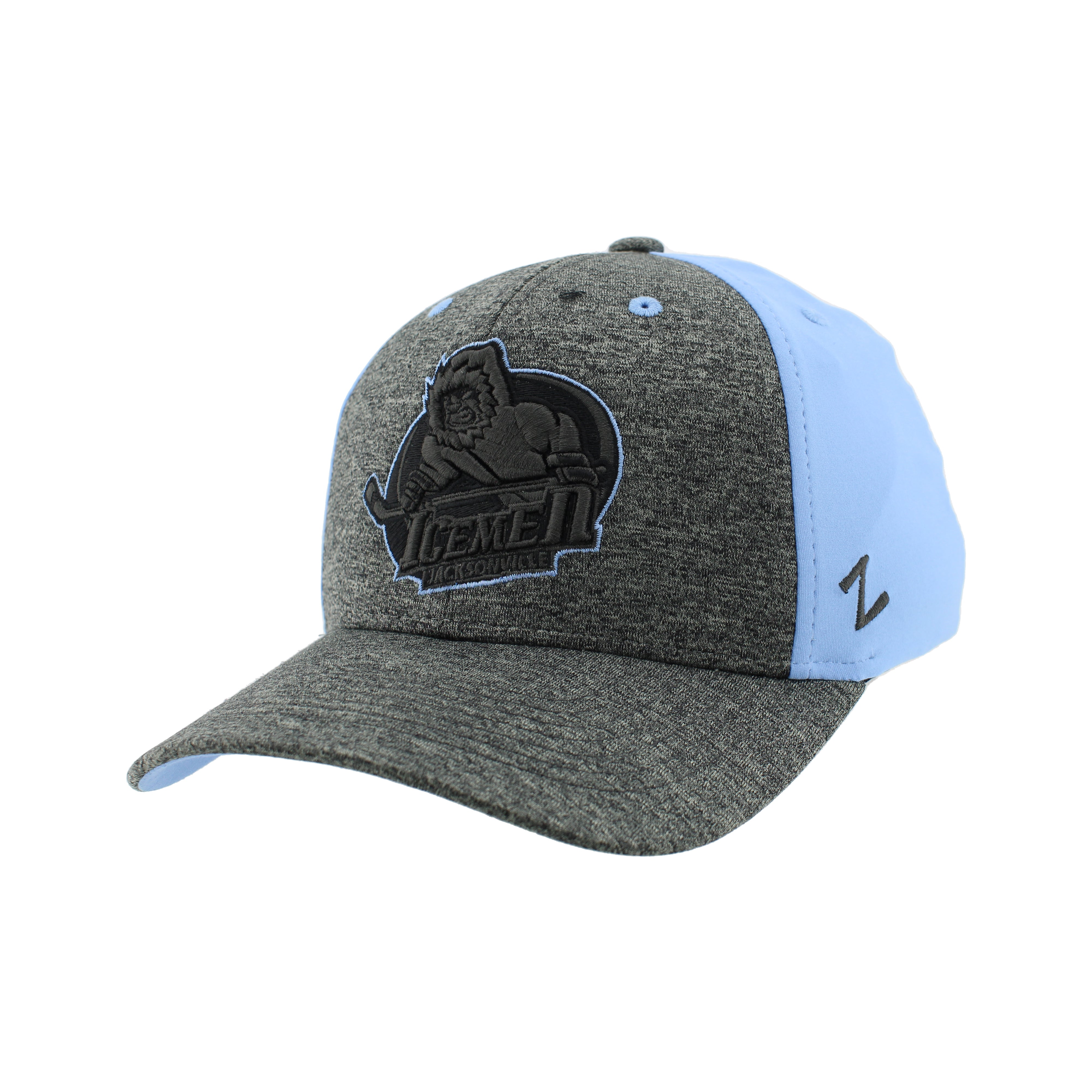 Jacksonville Icemen Myth Heather Charcoal/Lt Blue Fitted Hat