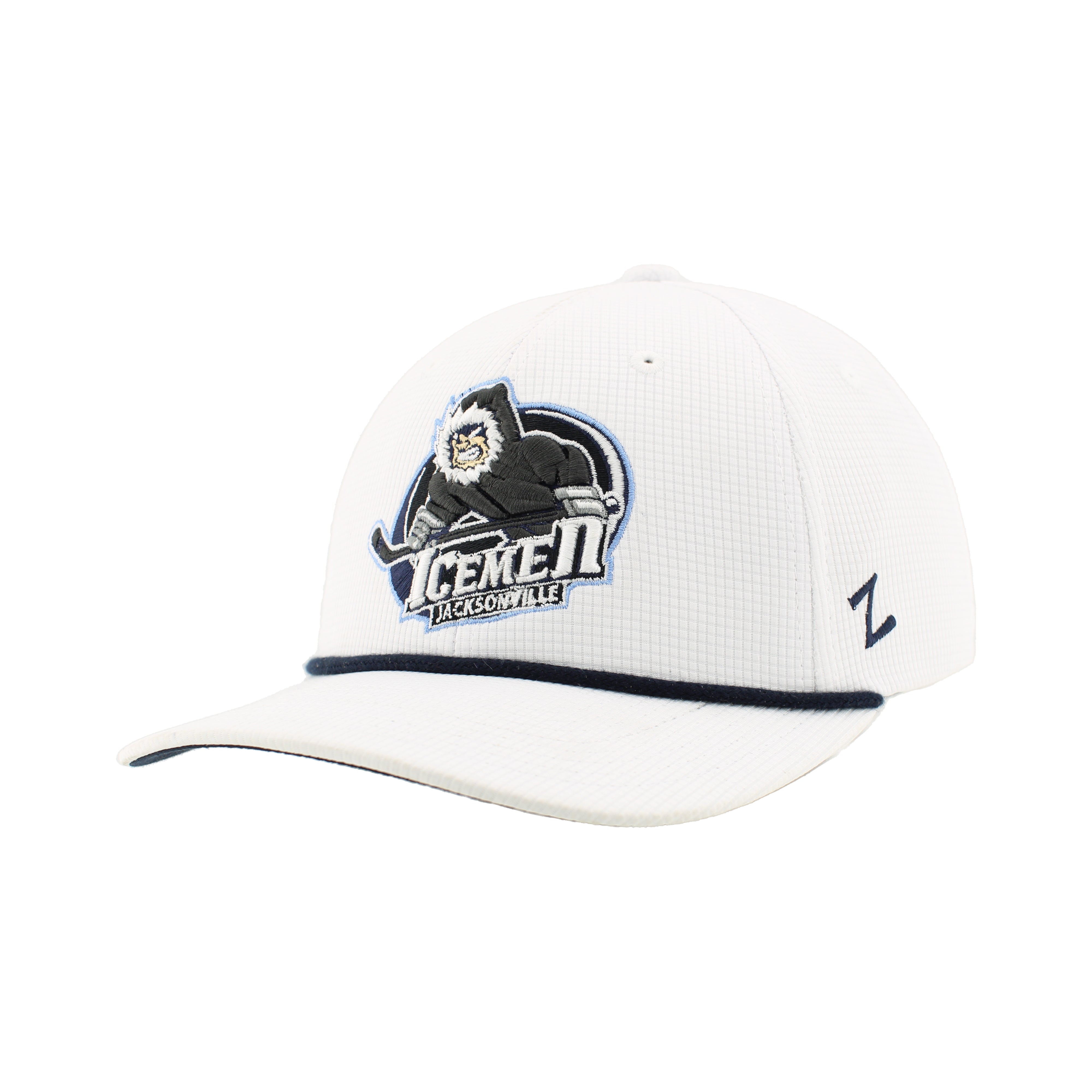 Jacksonville Icemen Backspin White/Dark Navy Caddie 3D Adjustable Hat
