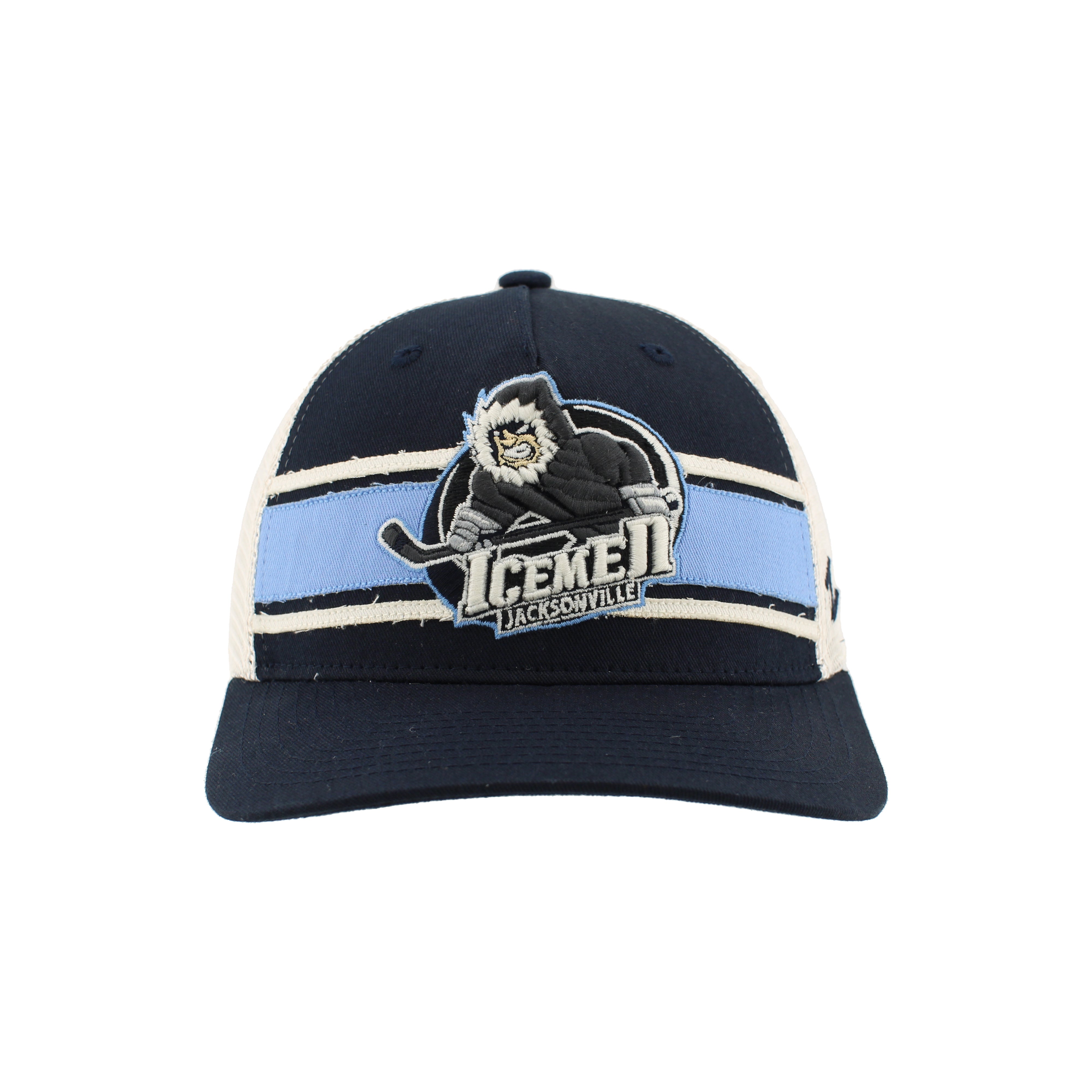 Jacksonville Icemen Champ Dark Navy/Stone Striped Mesh Adjustable Hat