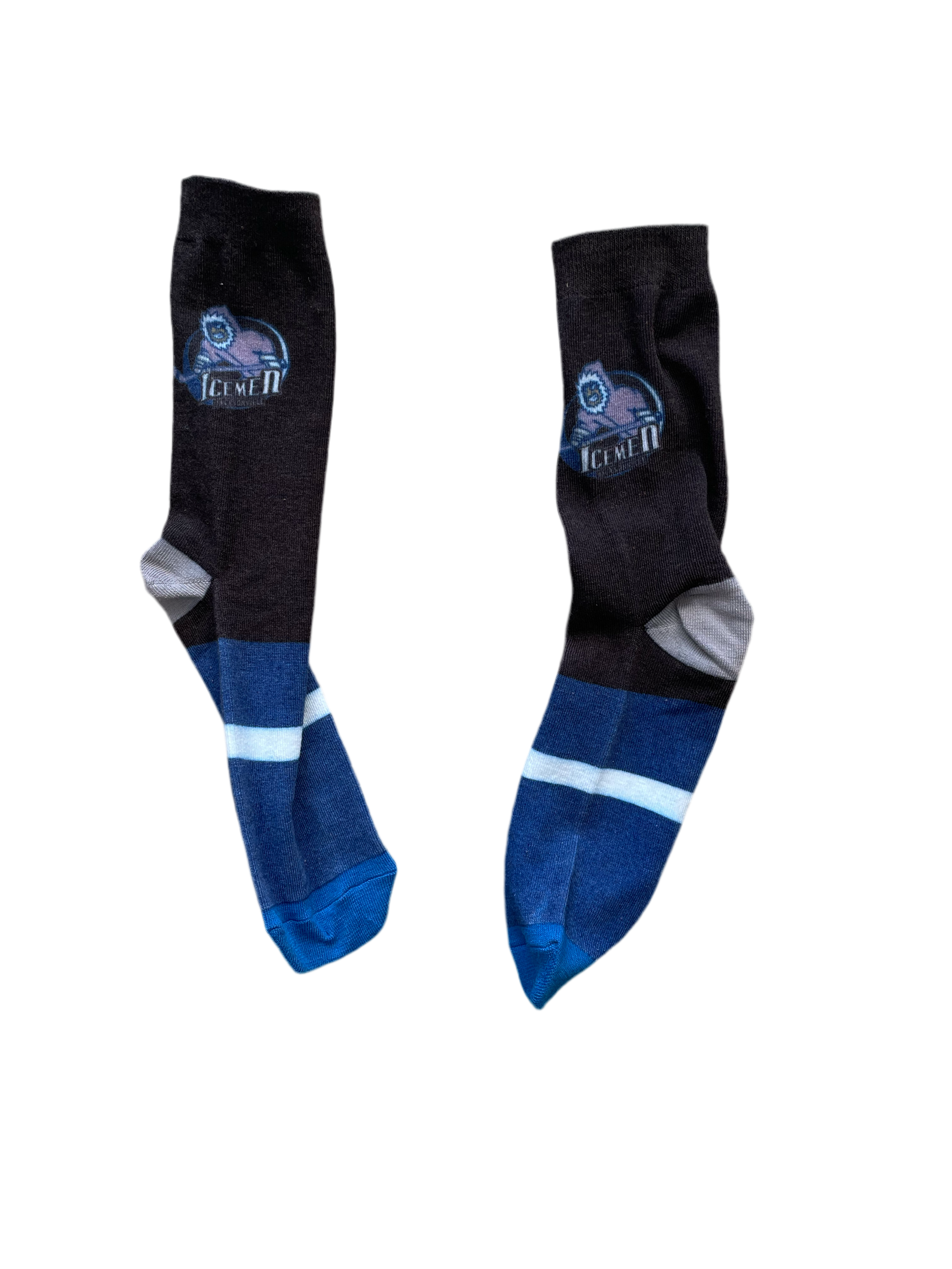 Jacksonville Icemen Design Black/Blue Color Block Logo Socks