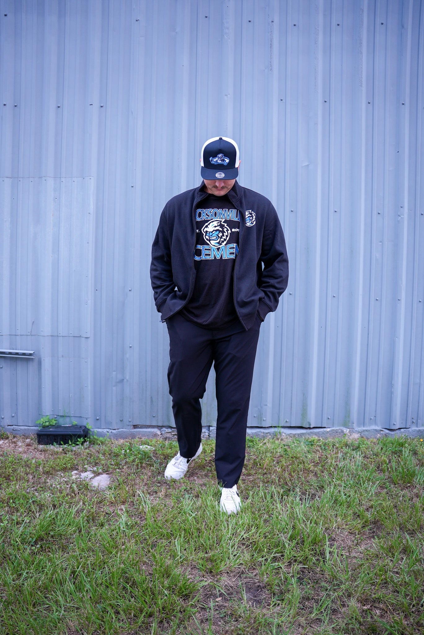 Jacksonville Icemen Sport-Tek BLK/WHT Alternate Logo Trucker Hat