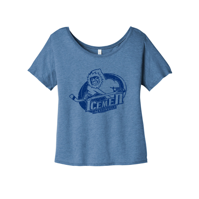 Jacksonville Icemen Women's Blue Triblend Slouchy Tee