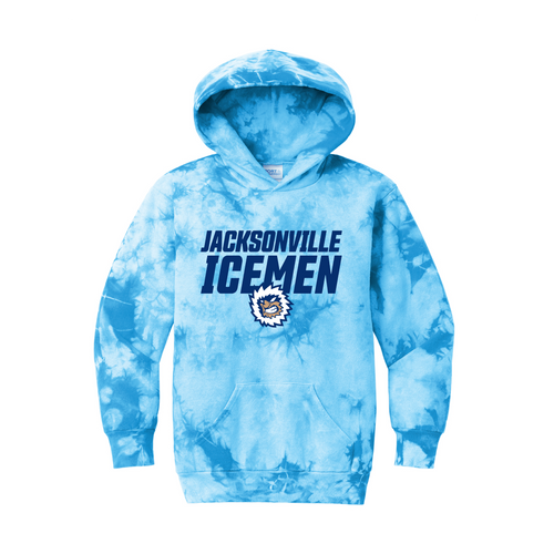 Jacksonville Icemen Youth Sky Blue Crystal Tie-Dye Pullover Hoodie