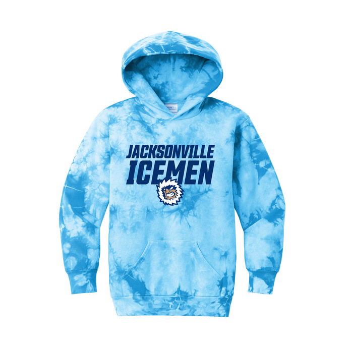 Jacksonville Icemen Youth Sky Blue Crystal Tie-Dye Pullover Hoodie