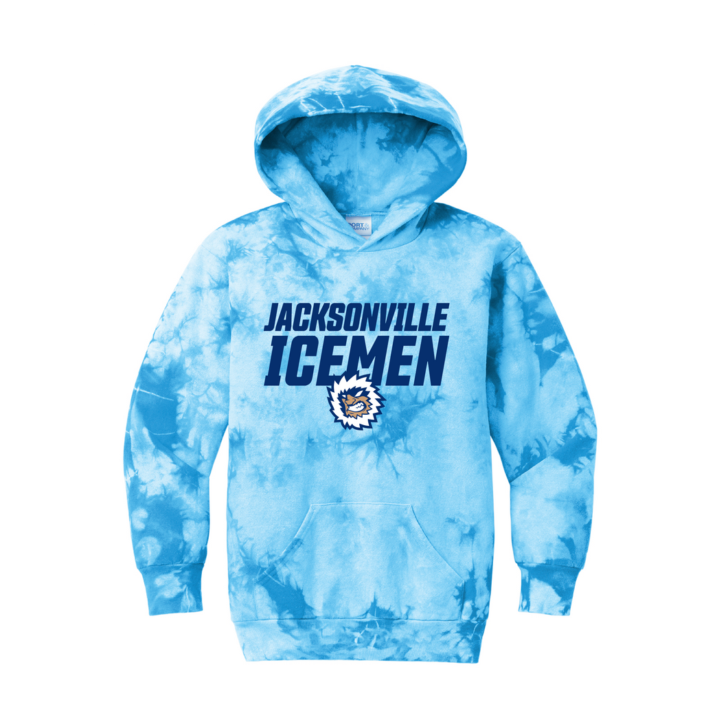 Jacksonville Icemen Youth Sky Blue Crystal Tie-Dye Pullover Hoodie