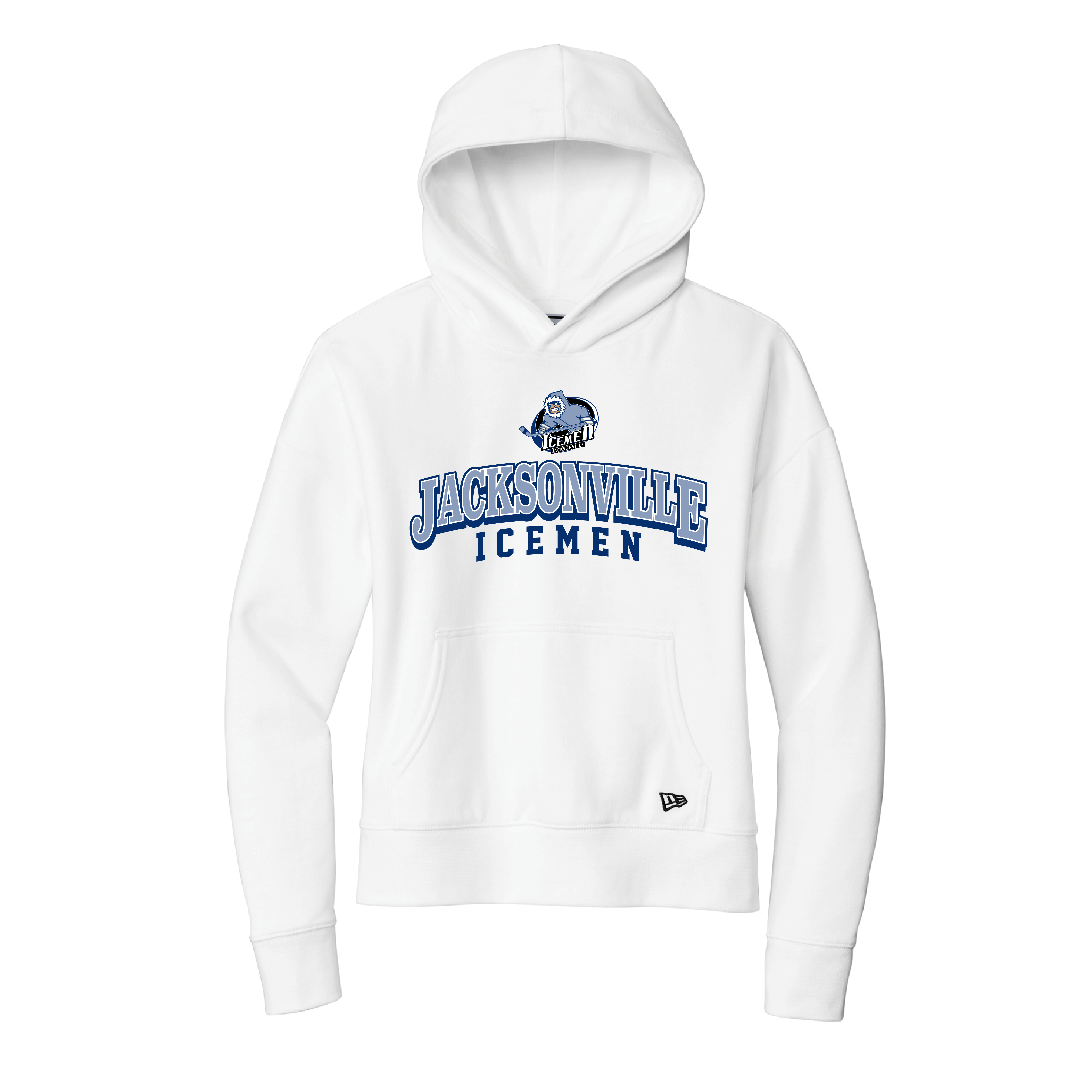 Jacksonville Icemen Women's White New Era Comeback Fleece Pullover Hoodie