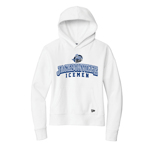 Jacksonville Icemen Women's White New Era Comeback Fleece Pullover Hoodie