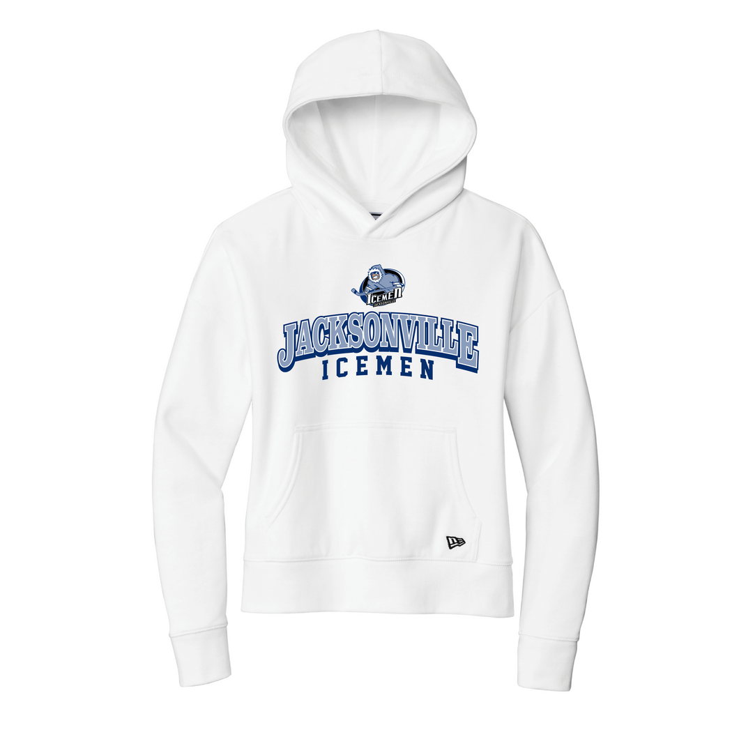 Jacksonville Icemen Women's White New Era Comeback Fleece Pullover Hoodie