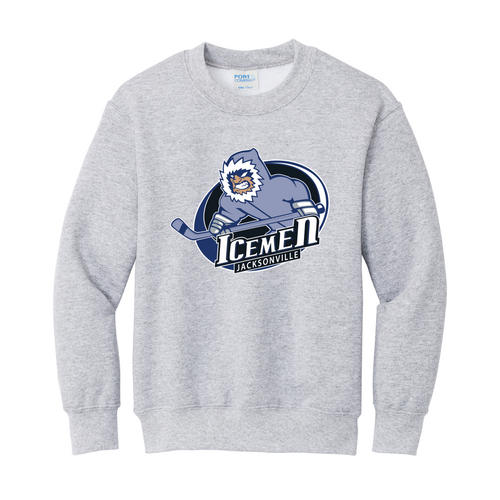 Jacksonville Icemen Youth Ash Primary Logo Crewneck