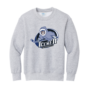 Jacksonville Icemen Youth Ash Primary Logo Crewneck