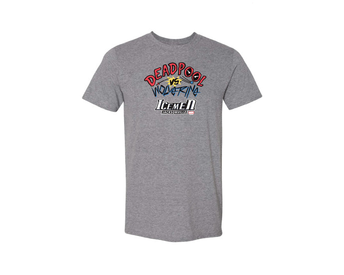 Jacksonville Icemen Gray Deadpool vs. Wolverine Tee