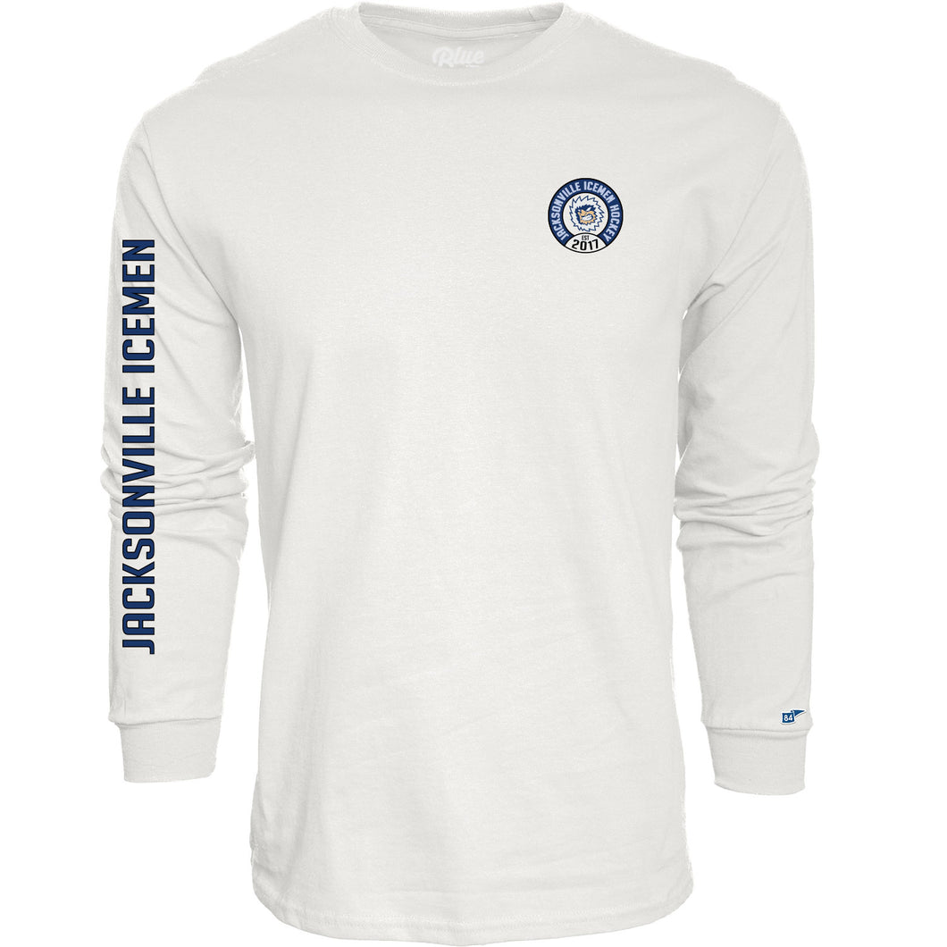 Jacksonville Icemen White Longsleeve Circle Logo Tee