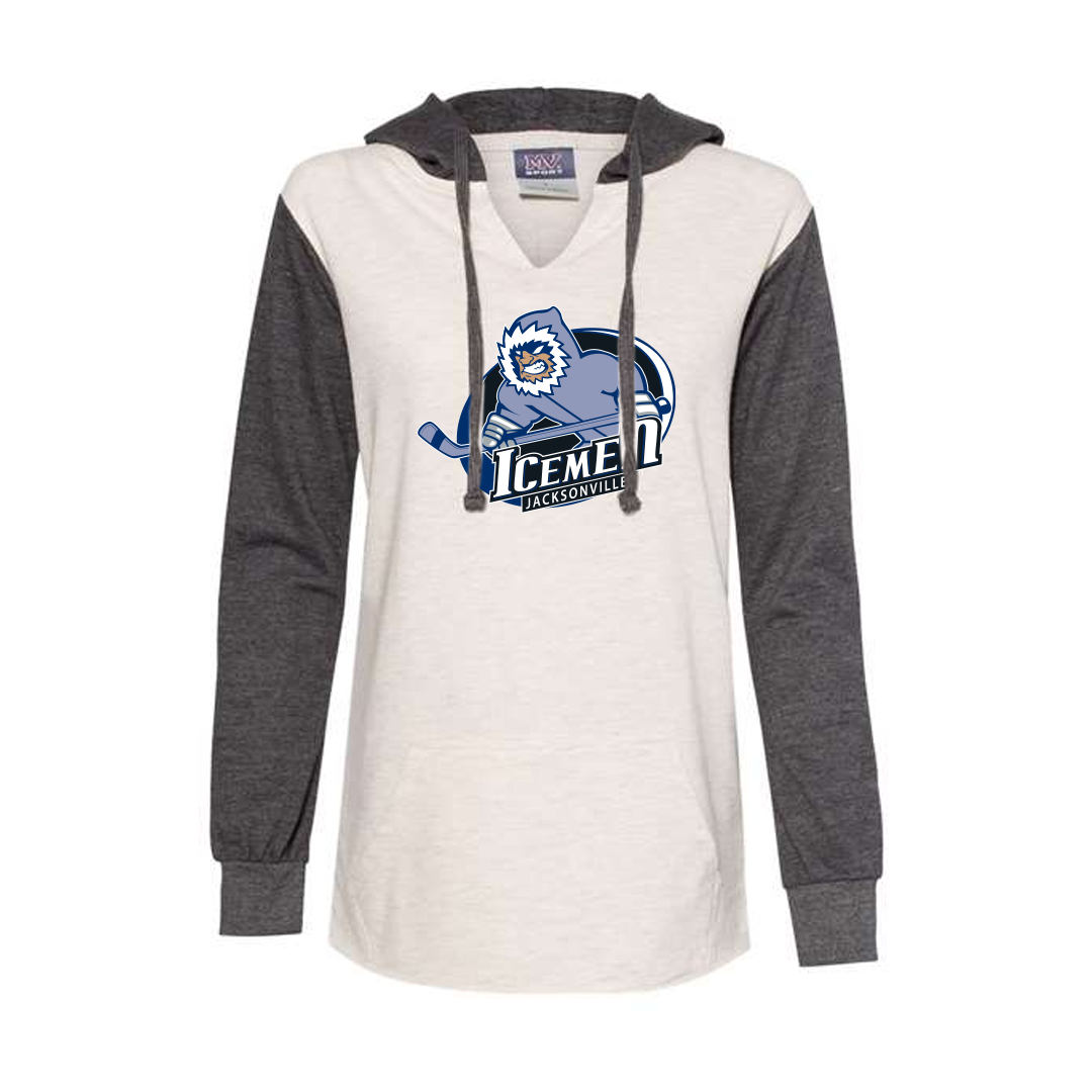 Jacksonville Icemen Women's Charcoal/Oatmeal Colorblock Hoodie