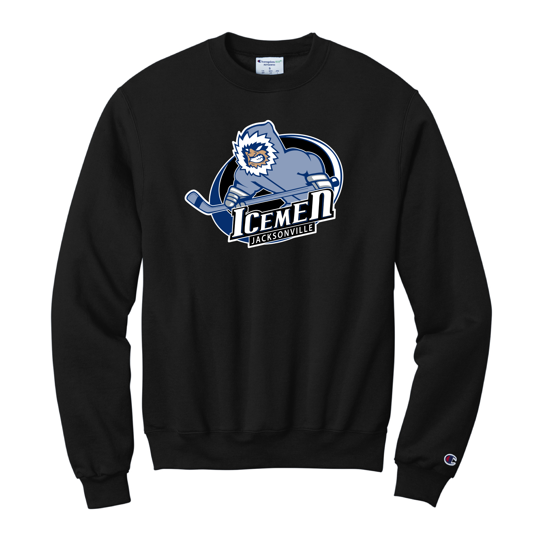 Jacksonville Icemen Black Champion Primary Crewneck