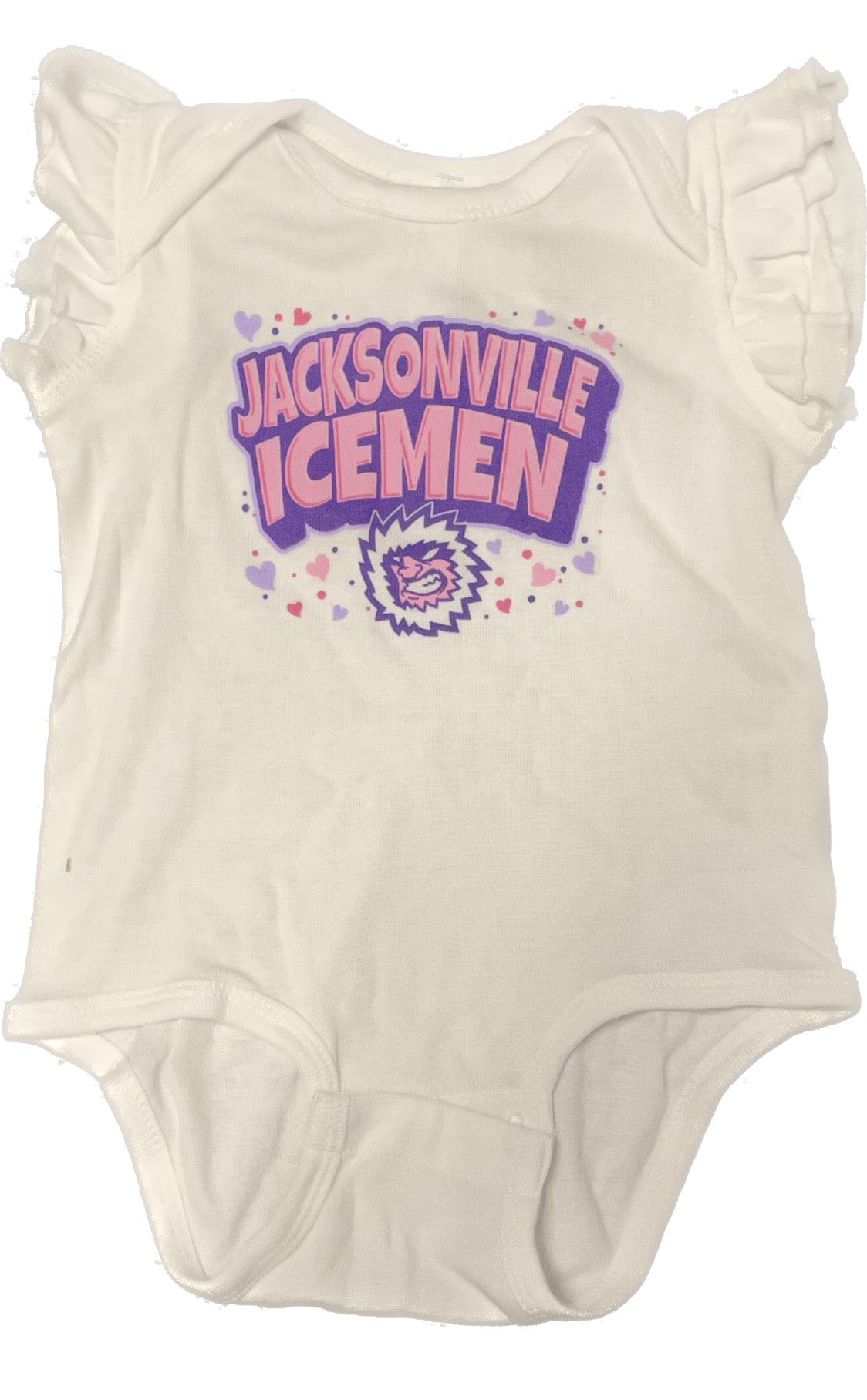 Jacksonville Icemen White Infant Girls Flutter Sleeve Bodysuit